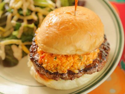 The Root Cafe signature dishes Pimento Cheeseburger, Fried Chicken Salad, Buttermilk Battered Onion Rings, Vegan Banh Mi